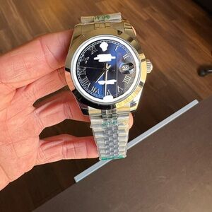 Men's Stainless Steel Watch with Blue dial Roman numeral automatic mechanical